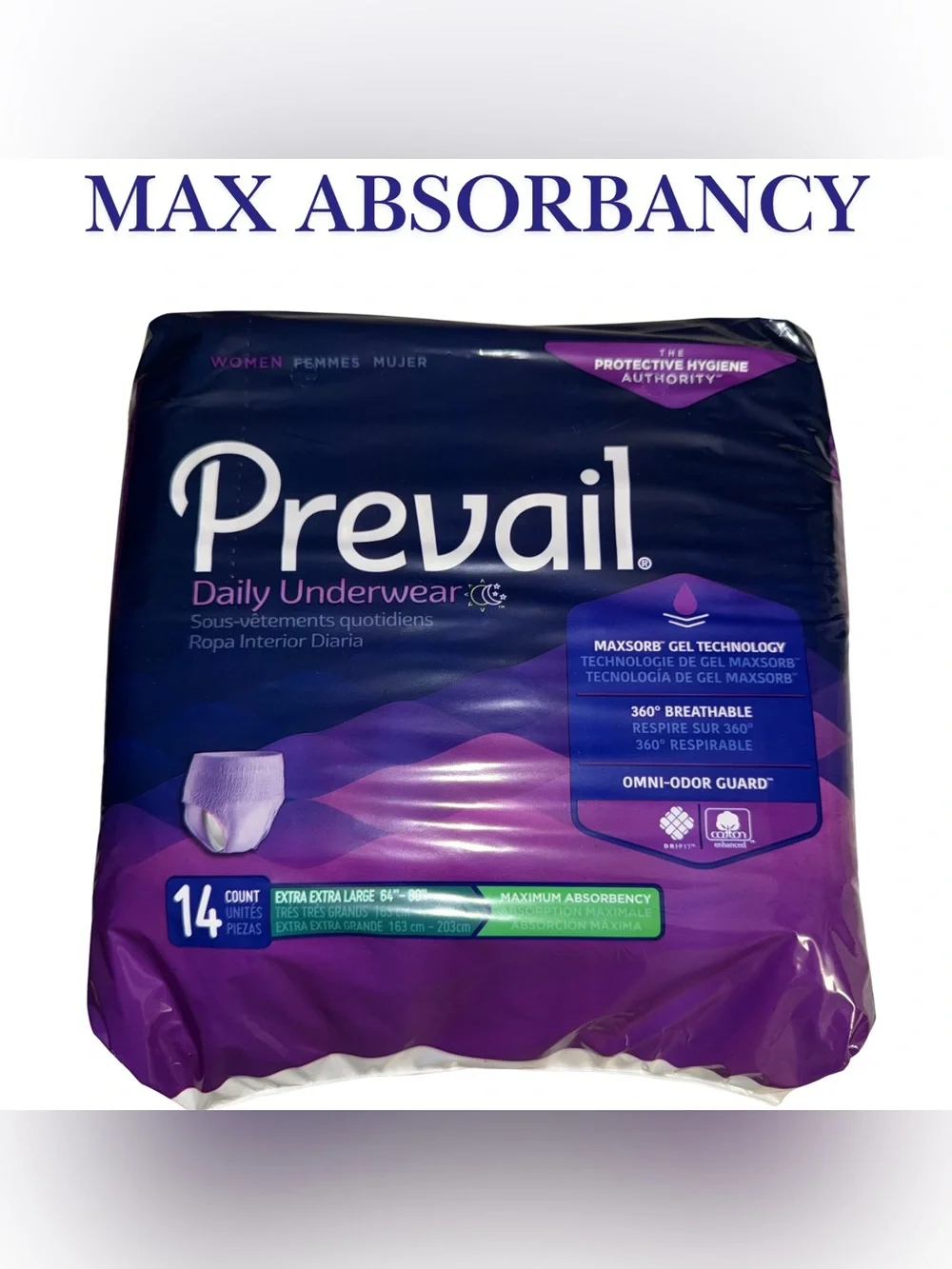 Prevail Daily Underwear XXL 14ct Max Absorbency‎ Adult Disposable New